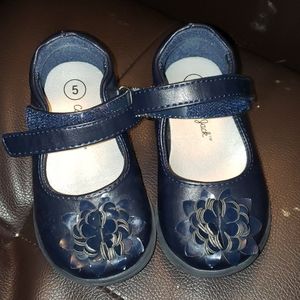 Navy Flower Dress Shoes - Baby/Toddler --- #1004- #TT2